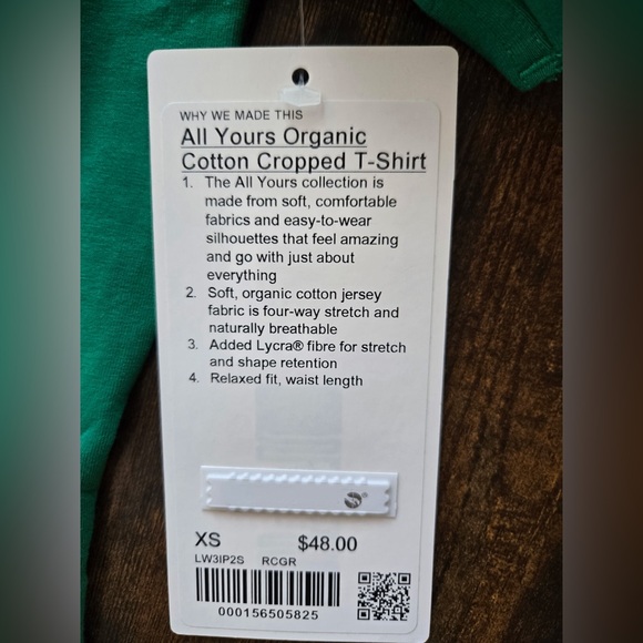 Lululemon All Yours Organic Cotton Cropped T-Shirt Size XS New - Picture 2 of 2